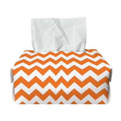 Orange And White Chevron Pattern Print Rectangle Tissue Box Cover