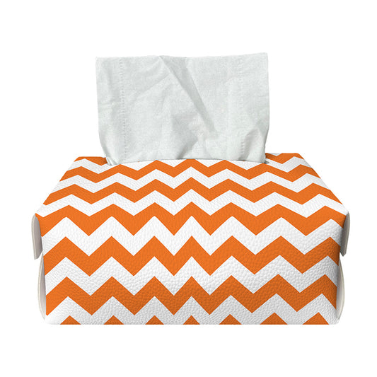 Orange And White Chevron Pattern Print Rectangle Tissue Box Cover