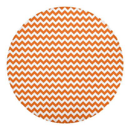 Orange And White Chevron Pattern Print Round Blanket
