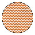 Orange And White Chevron Pattern Print Round Floor Mat
