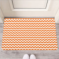 Orange And White Chevron Pattern Print Rubber Doormat