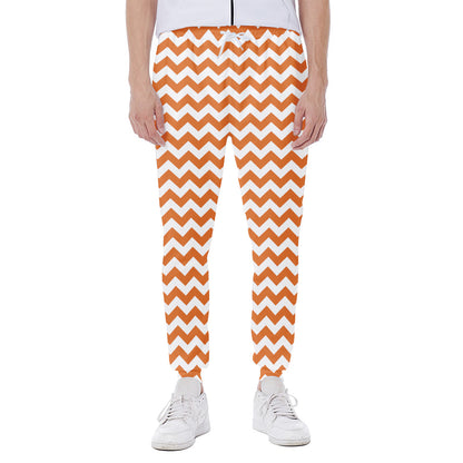 Orange And White Chevron Pattern Print Scuba Joggers