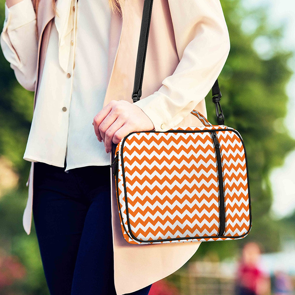 Orange And White Chevron Pattern Print Shoulder Strap Bible Bag