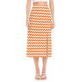 Orange And White Chevron Pattern Print Side Slit Midi Skirt