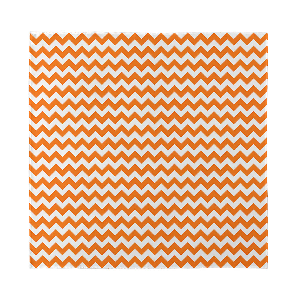 Orange And White Chevron Pattern Print Silk Bandana
