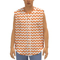 Orange And White Chevron Pattern Print Sleeveless Baseball Jersey