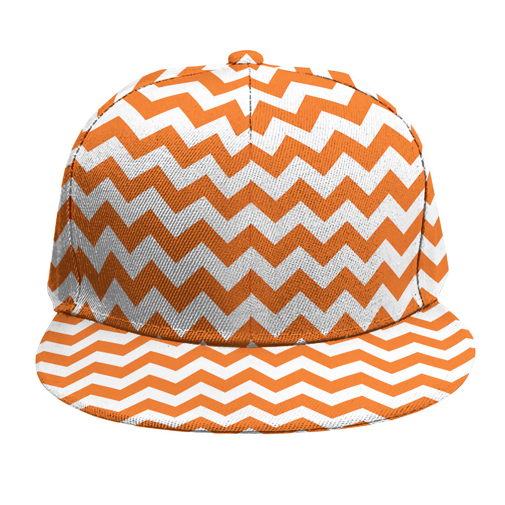 Orange And White Chevron Pattern Print Snapback Cap