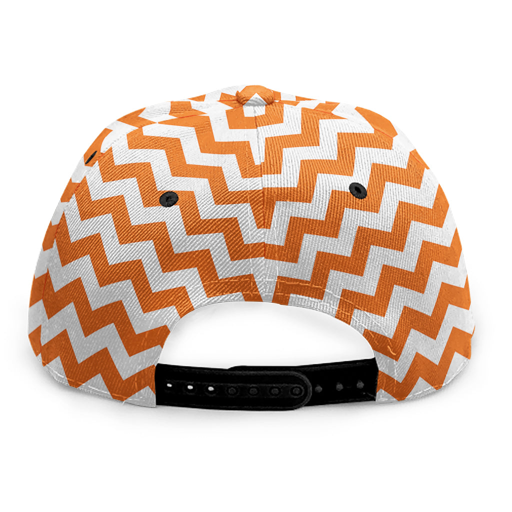 Orange And White Chevron Pattern Print Snapback Cap