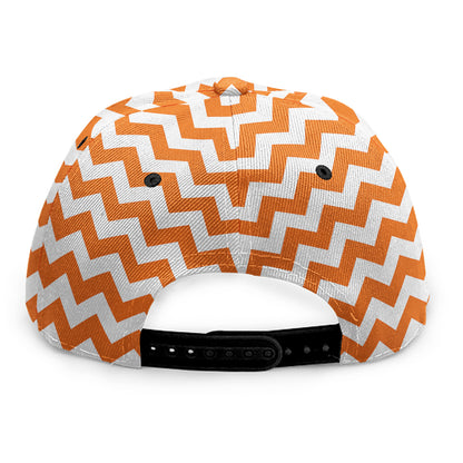 Orange And White Chevron Pattern Print Snapback Cap