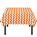 Orange And White Chevron Pattern Print Tablecloth