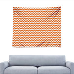 Orange And White Chevron Pattern Print Tapestry