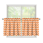 Orange And White Chevron Pattern Print Tier Curtains