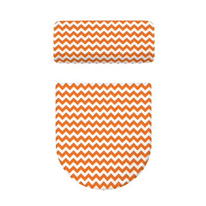 Orange And White Chevron Pattern Print Toilet Lid And Tank Cover Set