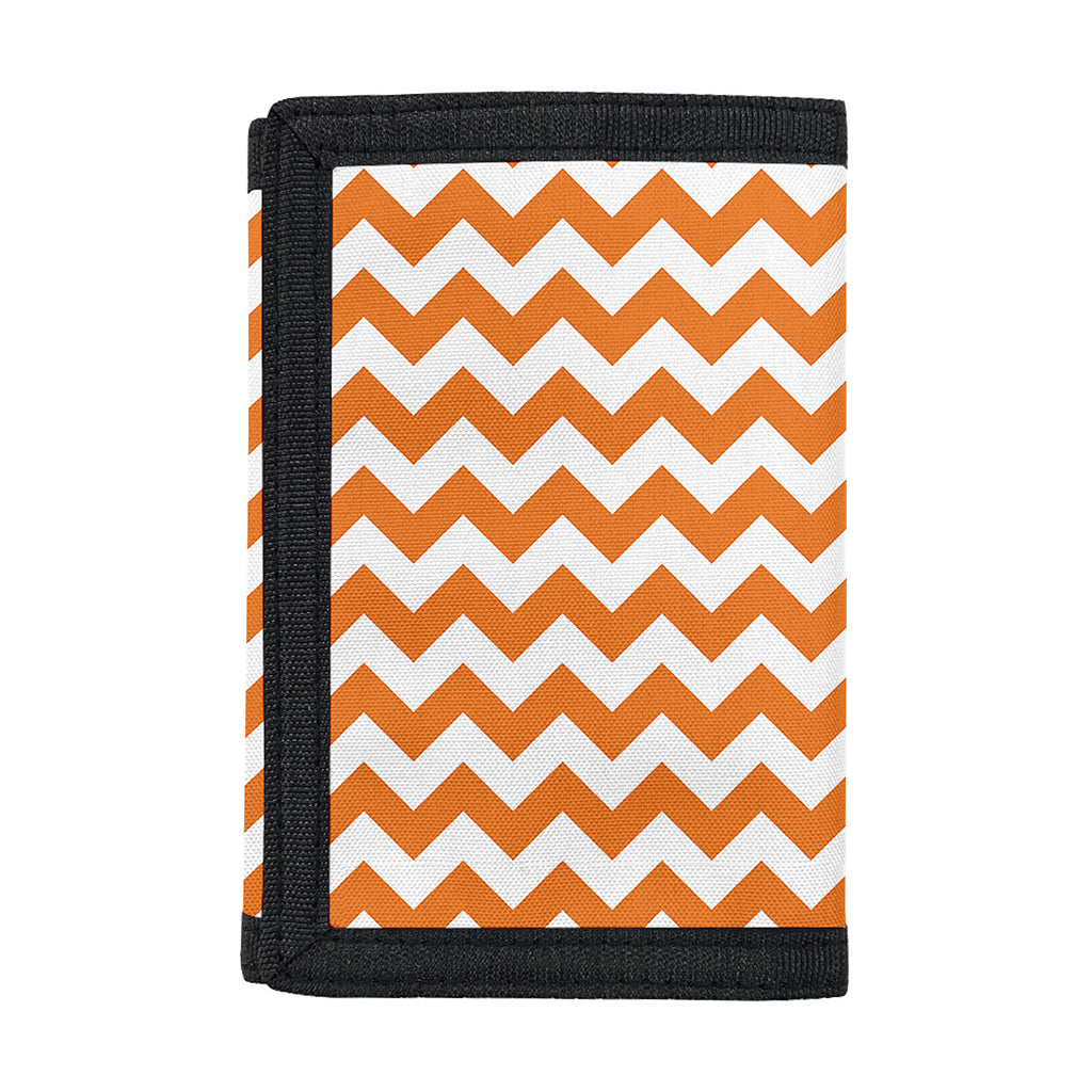 Orange And White Chevron Pattern Print Trifold Wallet