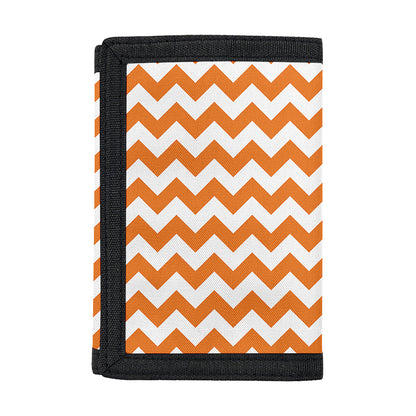 Orange And White Chevron Pattern Print Trifold Wallet
