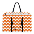 Orange And White Chevron Pattern Print Utility Tote Bag
