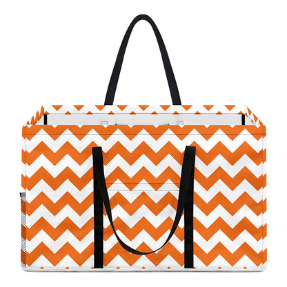 Orange And White Chevron Pattern Print Utility Tote Bag