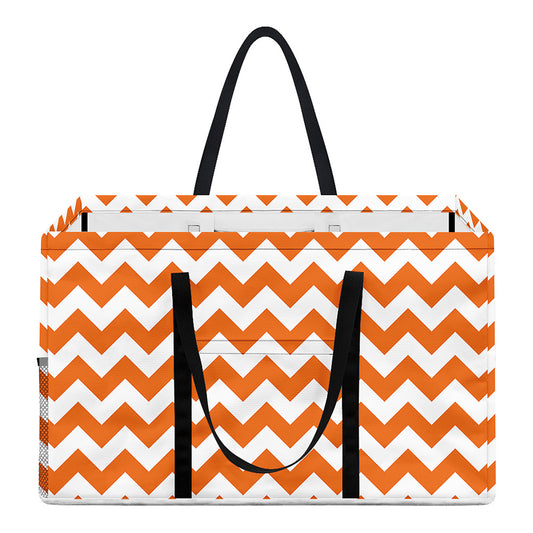 Orange And White Chevron Pattern Print Utility Tote Bag