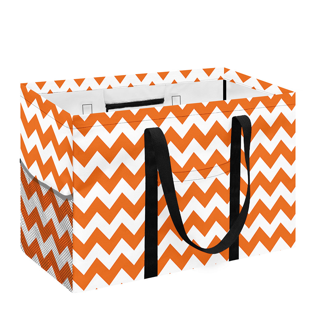 Orange And White Chevron Pattern Print Utility Tote Bag
