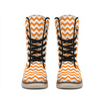 Orange And White Chevron Pattern Print Winter Boots