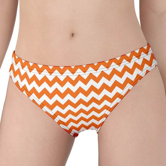 Orange And White Chevron Pattern Print Women's Panties