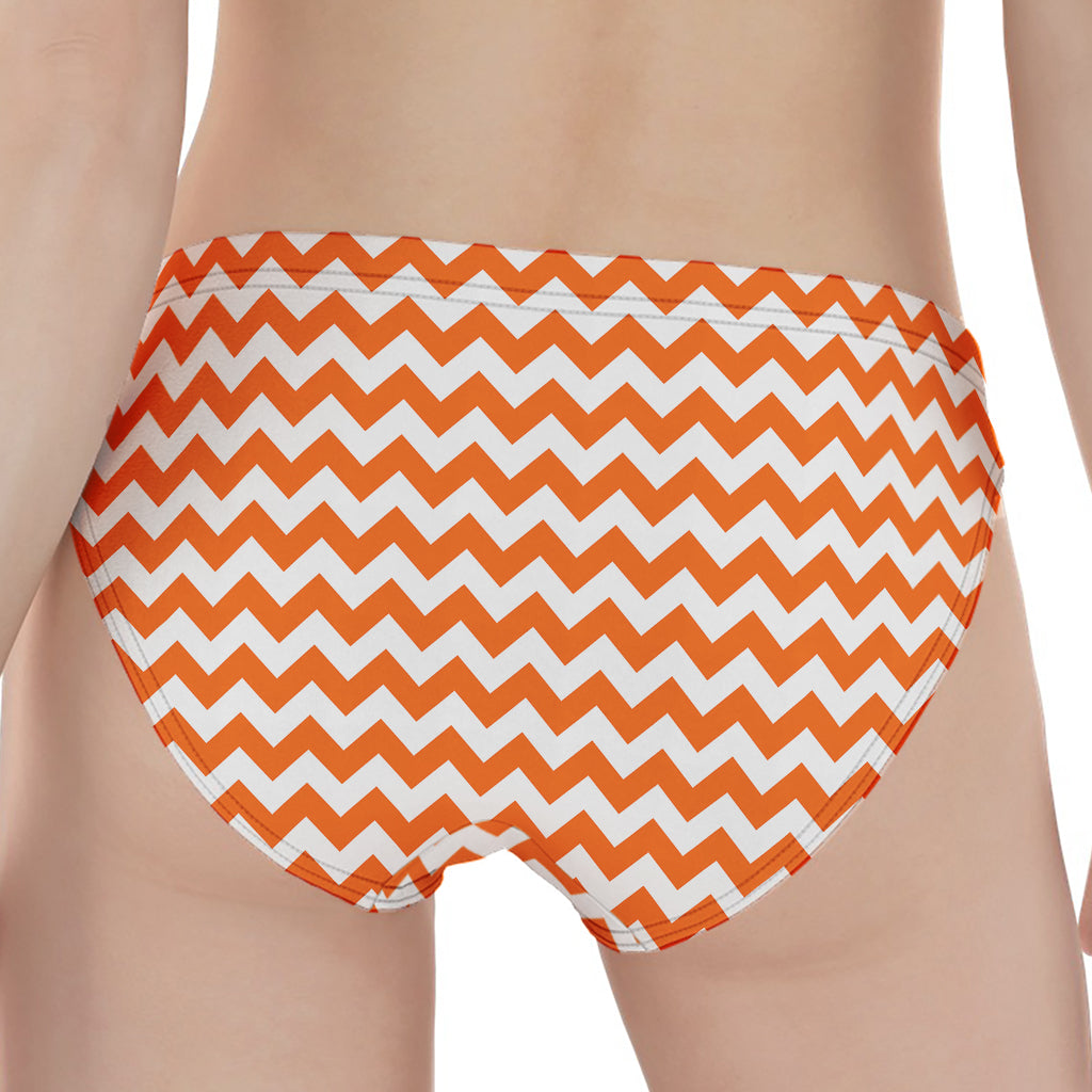 Orange And White Chevron Pattern Print Women's Panties