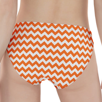 Orange And White Chevron Pattern Print Women's Panties