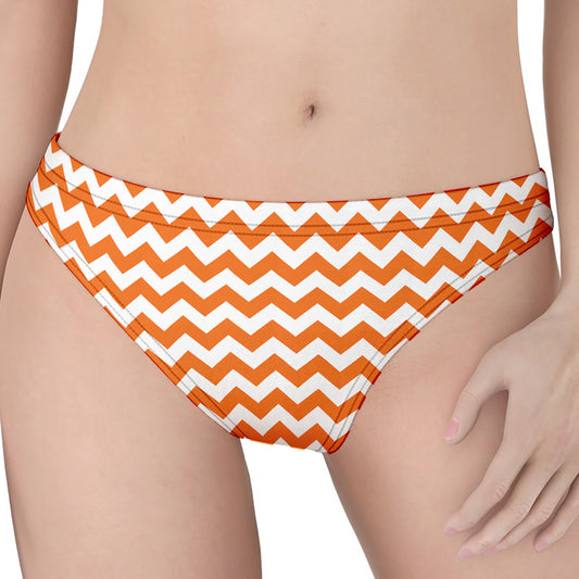 Orange And White Chevron Pattern Print Women's Thong