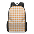 Orange And White Gingham Pattern Print 17 Inch Backpack