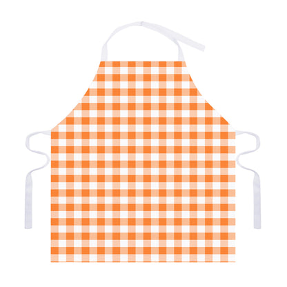 Orange And White Gingham Pattern Print Adjustable Apron