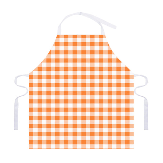 Orange And White Gingham Pattern Print Adjustable Apron