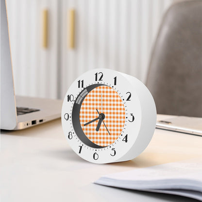Orange And White Gingham Pattern Print Alarm Clock