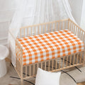 Orange And White Gingham Pattern Print Baby Crib Sheet