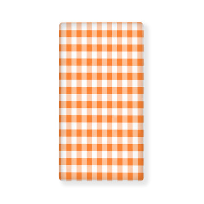 Orange And White Gingham Pattern Print Baby Crib Sheet