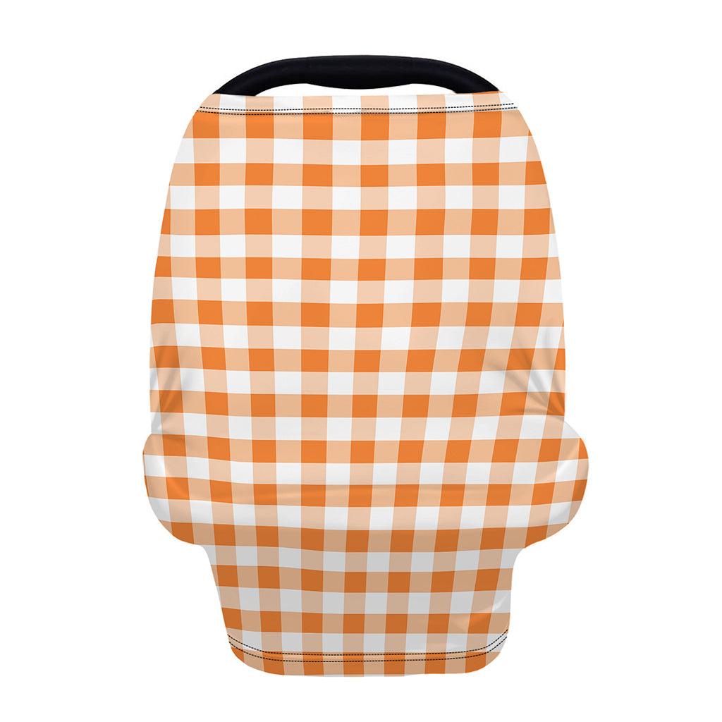 Orange And White Gingham Pattern Print Baby Seat Cover