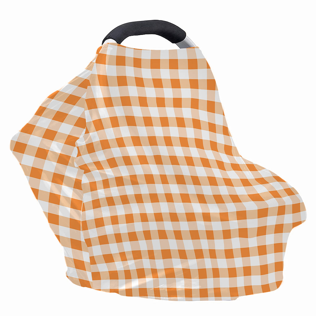 Orange And White Gingham Pattern Print Baby Seat Cover