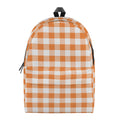 Orange And White Gingham Pattern Print School Backpack