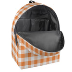 Orange And White Gingham Pattern Print Backpack