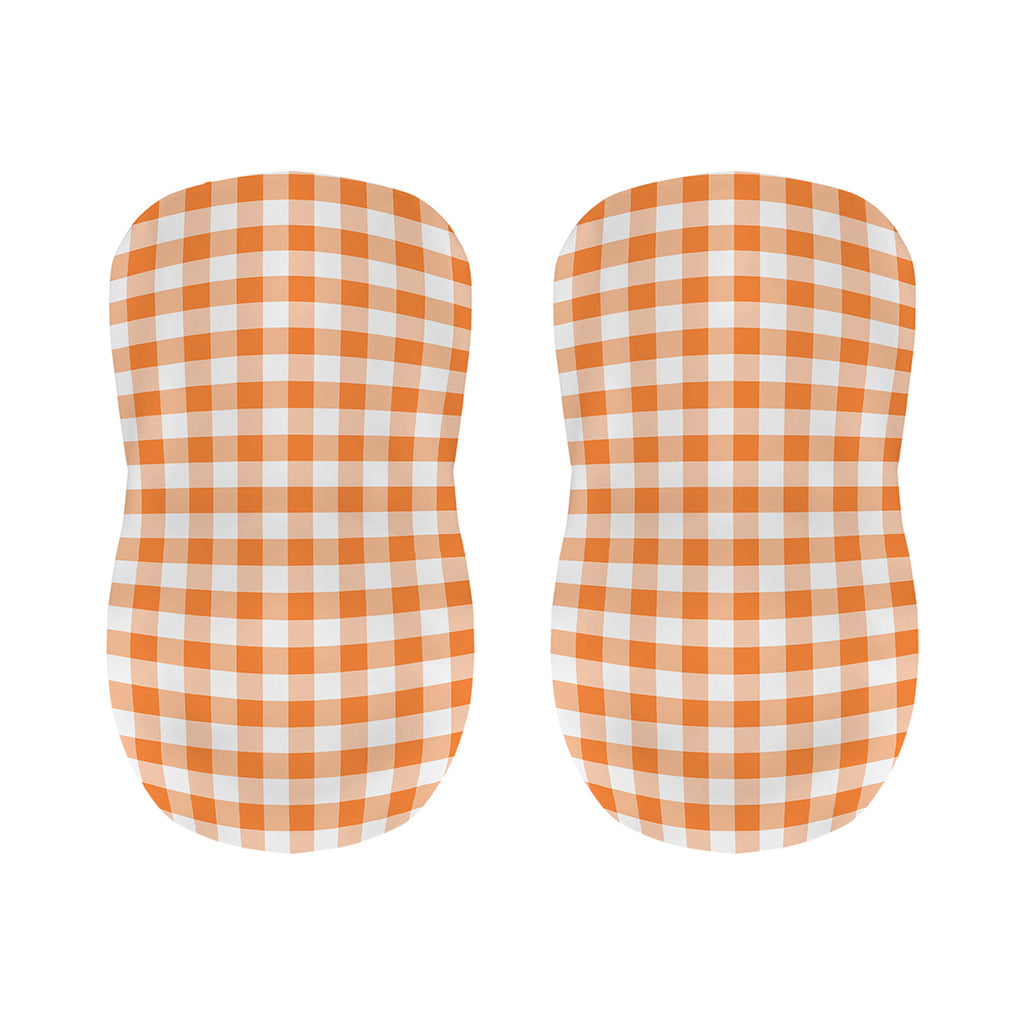 Orange And White Gingham Pattern Print Bar Stool Covers