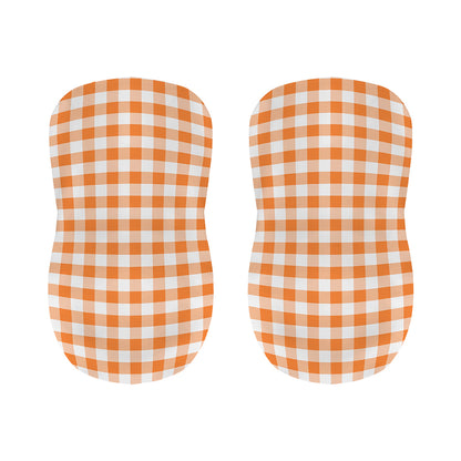 Orange And White Gingham Pattern Print Bar Stool Covers