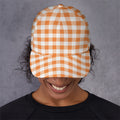 Orange And White Gingham Pattern Print Baseball Cap