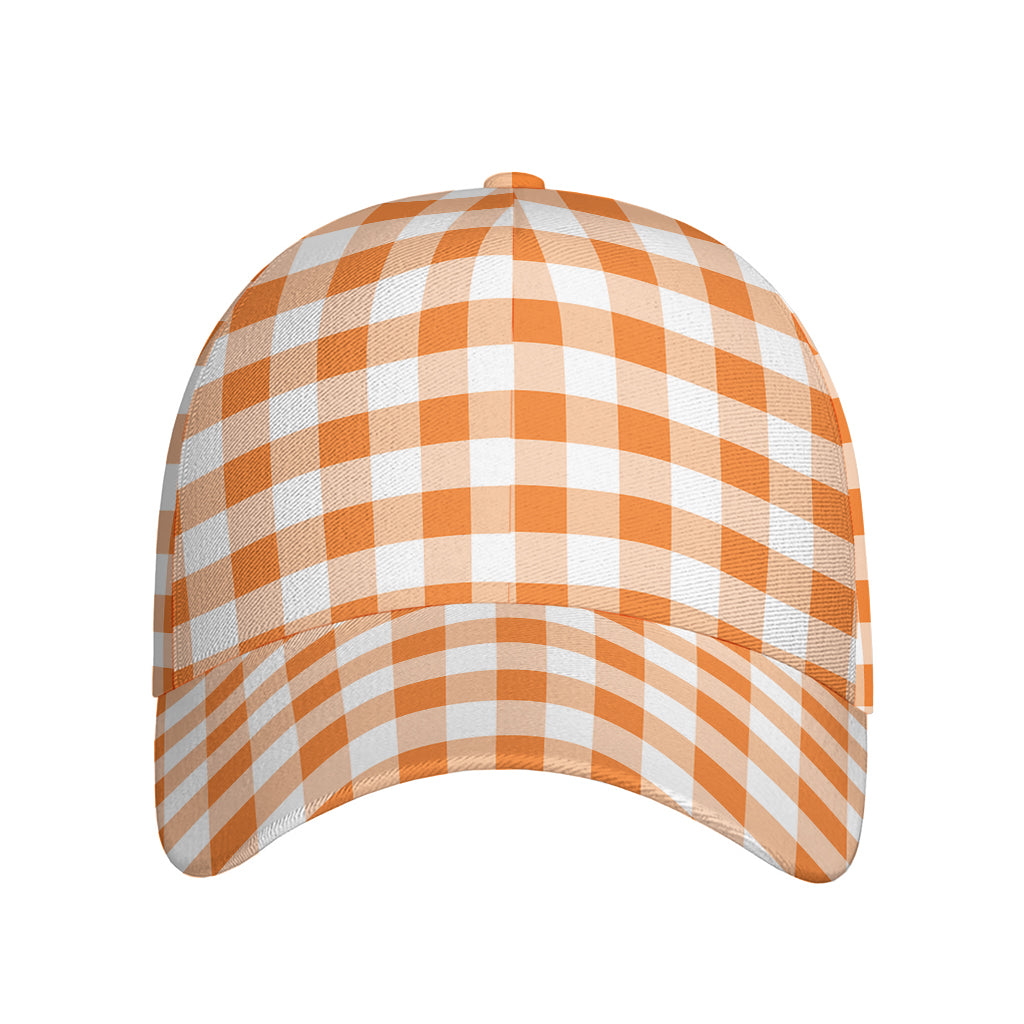 Orange And White Gingham Pattern Print Baseball Cap