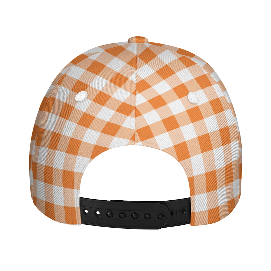 Orange And White Gingham Pattern Print Baseball Cap