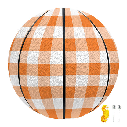 Orange And White Gingham Pattern Print Basketball