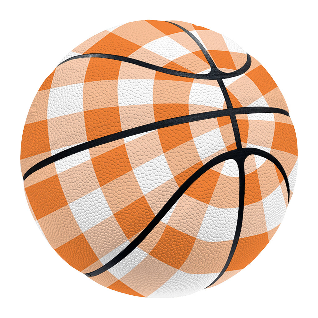 Orange And White Gingham Pattern Print Basketball