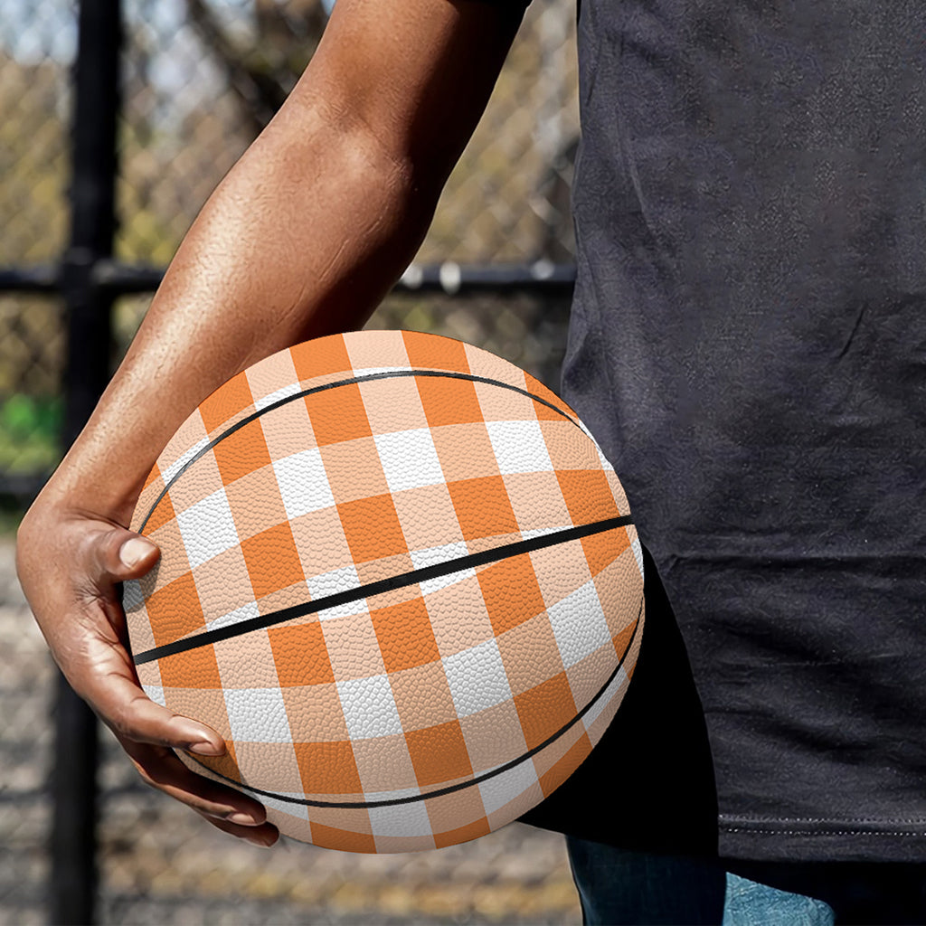 Orange And White Gingham Pattern Print Basketball