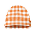 Orange And White Gingham Pattern Print Beanie
