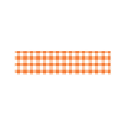 Orange And White Gingham Pattern Print Bed Runner