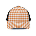 Orange And White Gingham Pattern Print Black Mesh Trucker Hat