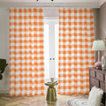 Orange And White Gingham Pattern Print Dimout Pencil Pleat Curtains